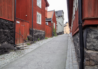Stockholm Djurg&aring;rden Gr&auml;nd Gamla hus Falu r&ouml;df&auml;rg